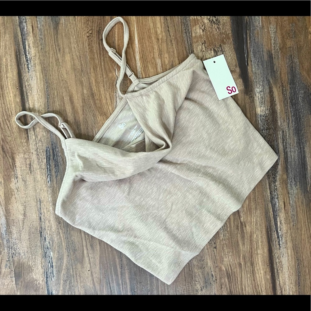 NWT Tan cowl style crop tank